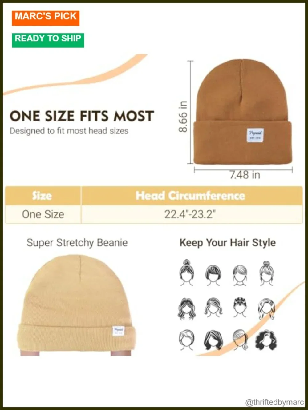 Satin Lined Beanie Knit Winter Hat Soft Slouchy Silk Lining Cuffed Skull Cap